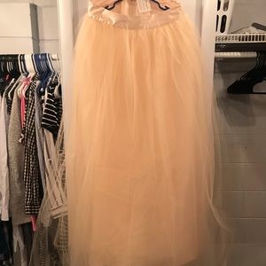 NWT Shabby Apple Cream Tulle Maxi Skirt Sz 12